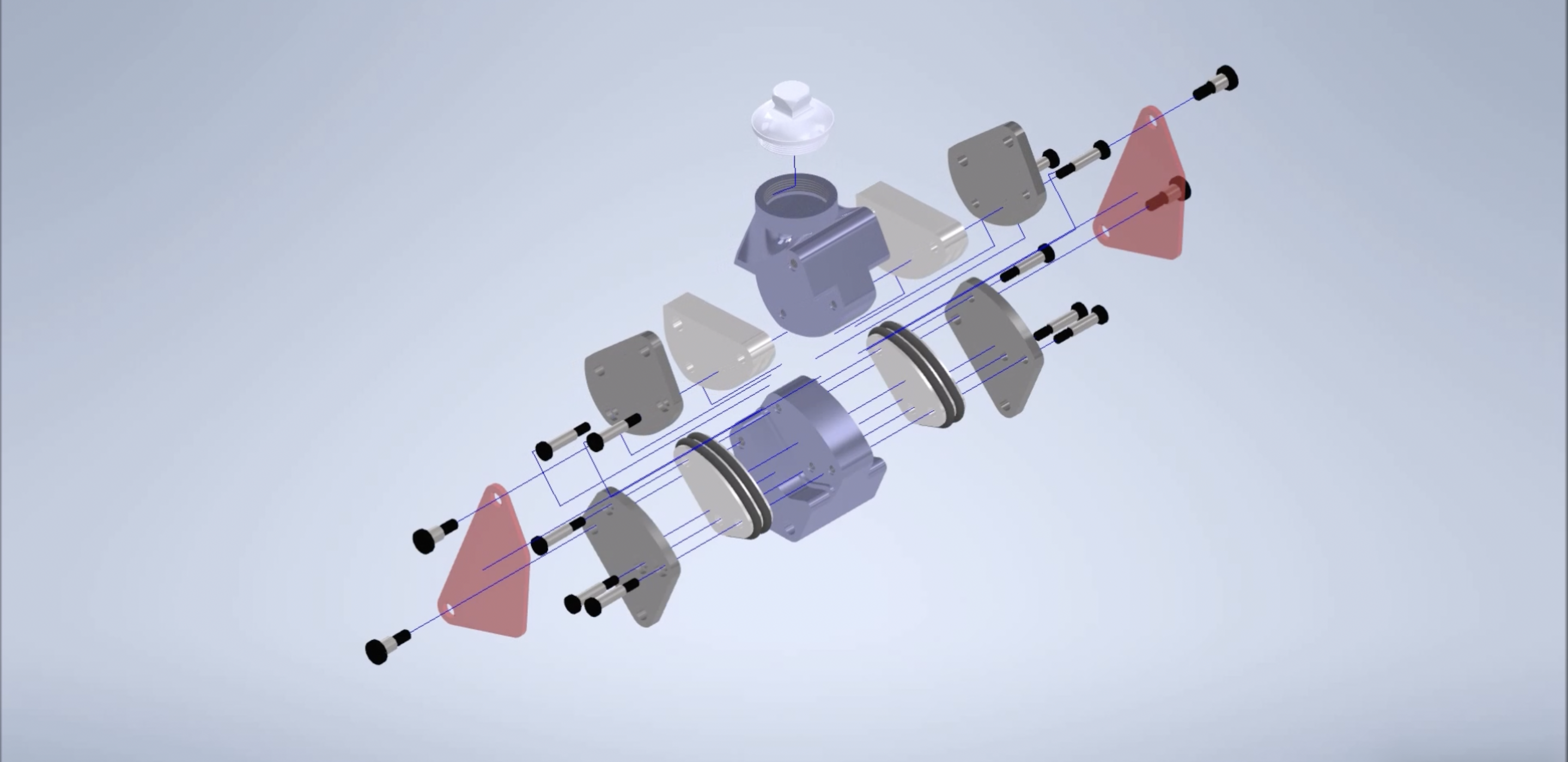 expanded view of a prosthetic leg knee joint